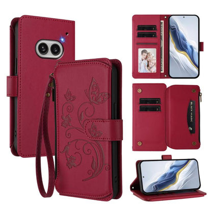 Butterfly Love Flower Multi-card Zipper Wallet Leather Phone Case, For Nothing Phone 4a Pro, For Nothing Phone 4a, For Nothing CMF Phone 2 Pro, For Nothing Phone 3a, For Nothing Phone 3a Pro, For Nothing CMF Phone 1, For Nothing Phone 2a