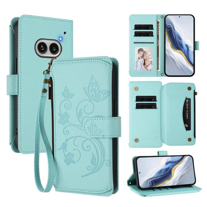 Butterfly Love Flower Multi-card Zipper Wallet Leather Phone Case, For Nothing Phone 4a Pro, For Nothing Phone 4a, For Nothing CMF Phone 2 Pro, For Nothing Phone 3a, For Nothing Phone 3a Pro, For Nothing CMF Phone 1, For Nothing Phone 2a