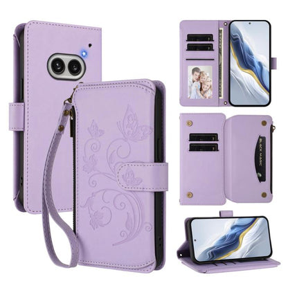 Butterfly Love Flower Multi-card Zipper Wallet Leather Phone Case, For Nothing Phone 4a Pro, For Nothing Phone 4a, For Nothing CMF Phone 2 Pro, For Nothing Phone 3a, For Nothing Phone 3a Pro, For Nothing CMF Phone 1, For Nothing Phone 2a