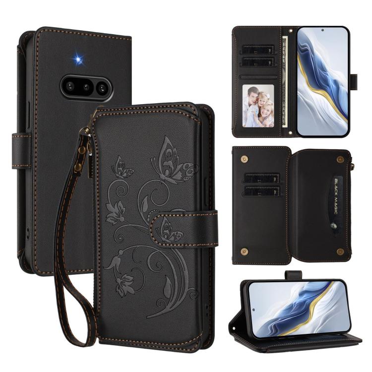 Butterfly Love Flower Multi-card Zipper Wallet Leather Phone Case, For Nothing Phone 4a Pro, For Nothing Phone 4a, For Nothing CMF Phone 2 Pro, For Nothing Phone 3a, For Nothing Phone 3a Pro, For Nothing CMF Phone 1, For Nothing Phone 2a