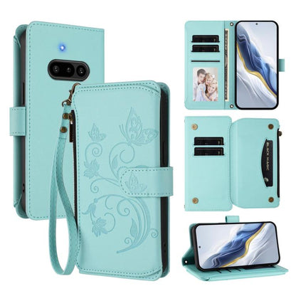 Butterfly Love Flower Multi-card Zipper Wallet Leather Phone Case, For Nothing Phone 4a Pro, For Nothing Phone 4a, For Nothing CMF Phone 2 Pro, For Nothing Phone 3a, For Nothing Phone 3a Pro, For Nothing CMF Phone 1, For Nothing Phone 2a