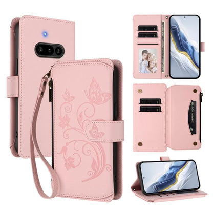 Butterfly Love Flower Multi-card Zipper Wallet Leather Phone Case, For Nothing Phone 4a Pro, For Nothing Phone 4a, For Nothing CMF Phone 2 Pro, For Nothing Phone 3a, For Nothing Phone 3a Pro, For Nothing CMF Phone 1, For Nothing Phone 2a