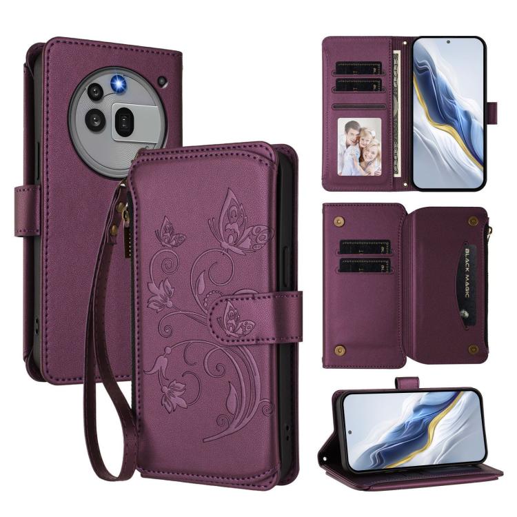 Butterfly Love Flower Multi-card Zipper Wallet Leather Phone Case, For Nothing Phone 4a Pro, For Nothing Phone 4a, For Nothing CMF Phone 2 Pro, For Nothing Phone 3a, For Nothing Phone 3a Pro, For Nothing CMF Phone 1, For Nothing Phone 2a