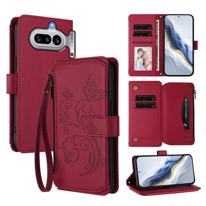Butterfly Love Flower Multi-card Zipper Wallet Leather Phone Case, For Nothing Phone 4a Pro, For Nothing Phone 4a, For Nothing CMF Phone 2 Pro, For Nothing Phone 3a, For Nothing Phone 3a Pro, For Nothing CMF Phone 1, For Nothing Phone 2a