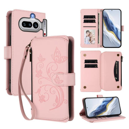 Butterfly Love Flower Multi-card Zipper Wallet Leather Phone Case, For Nothing Phone 4a Pro, For Nothing Phone 4a, For Nothing CMF Phone 2 Pro, For Nothing Phone 3a, For Nothing Phone 3a Pro, For Nothing CMF Phone 1, For Nothing Phone 2a