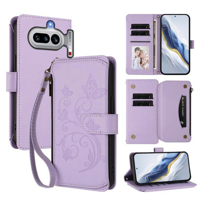 Butterfly Love Flower Multi-card Zipper Wallet Leather Phone Case, For Nothing Phone 4a Pro, For Nothing Phone 4a, For Nothing CMF Phone 2 Pro, For Nothing Phone 3a, For Nothing Phone 3a Pro, For Nothing CMF Phone 1, For Nothing Phone 2a