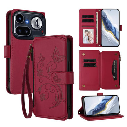 Butterfly Love Flower Multi-card Zipper Wallet Leather Phone Case, For Nothing Phone 4a Pro, For Nothing Phone 4a, For Nothing CMF Phone 2 Pro, For Nothing Phone 3a, For Nothing Phone 3a Pro, For Nothing CMF Phone 1, For Nothing Phone 2a