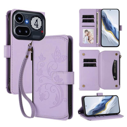 Butterfly Love Flower Multi-card Zipper Wallet Leather Phone Case, For Nothing Phone 4a Pro, For Nothing Phone 4a, For Nothing CMF Phone 2 Pro, For Nothing Phone 3a, For Nothing Phone 3a Pro, For Nothing CMF Phone 1, For Nothing Phone 2a