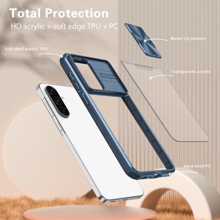 Clear Acrylic + PC + TPU Lens Sliding Cover Full Coverage Phone Case, For Samsung Galaxy A56 5G / A36 5G, For Samsung Galaxy A26 5G, For Samsung Galaxy A16 5G