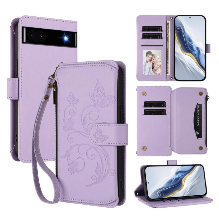 Butterfly Love Flower Multi-card Zipper Wallet Leather Phone Case, For Google Pixel 11 Pro XL, For Google Pixel 11 / 11 Pro, For Google Pixel 10 Pro XL / 9 Pro XL, For Google Pixel 10 / 10 Pro / 9 Pro, For Google Pixel 9a, For Google Pixel 8a          ...