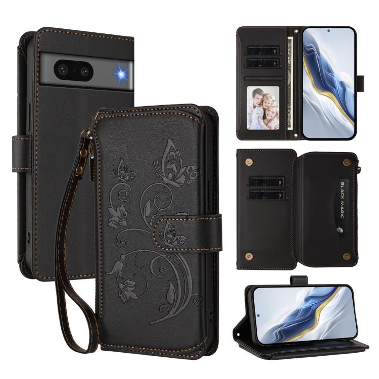 Butterfly Love Flower Multi-card Zipper Wallet Leather Phone Case, For Google Pixel 11 Pro XL, For Google Pixel 11 / 11 Pro, For Google Pixel 10 Pro XL / 9 Pro XL, For Google Pixel 10 / 10 Pro / 9 Pro, For Google Pixel 9a, For Google Pixel 8a          ...