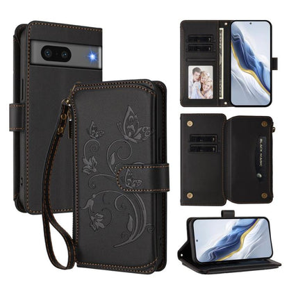 Butterfly Love Flower Multi-card Zipper Wallet Leather Phone Case, For Google Pixel 11 Pro XL, For Google Pixel 11 / 11 Pro, For Google Pixel 10 Pro XL / 9 Pro XL, For Google Pixel 10 / 10 Pro / 9 Pro, For Google Pixel 9a, For Google Pixel 8a          ...