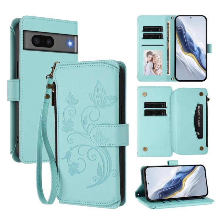Butterfly Love Flower Multi-card Zipper Wallet Leather Phone Case, For Google Pixel 11 Pro XL, For Google Pixel 11 / 11 Pro, For Google Pixel 10 Pro XL / 9 Pro XL, For Google Pixel 10 / 10 Pro / 9 Pro, For Google Pixel 9a, For Google Pixel 8a          ...