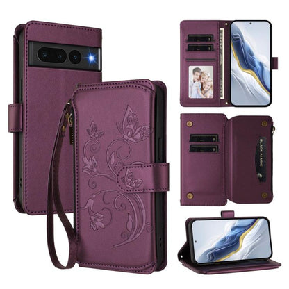 Butterfly Love Flower Multi-card Zipper Wallet Leather Phone Case, For Google Pixel 11 Pro XL, For Google Pixel 11 / 11 Pro, For Google Pixel 10 Pro XL / 9 Pro XL, For Google Pixel 10 / 10 Pro / 9 Pro, For Google Pixel 9a, For Google Pixel 8a          ...