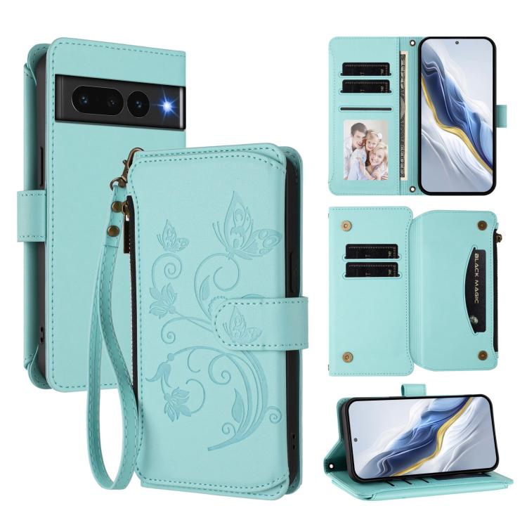 Butterfly Love Flower Multi-card Zipper Wallet Leather Phone Case, For Google Pixel 11 Pro XL, For Google Pixel 11 / 11 Pro, For Google Pixel 10 Pro XL / 9 Pro XL, For Google Pixel 10 / 10 Pro / 9 Pro, For Google Pixel 9a, For Google Pixel 8a          ...