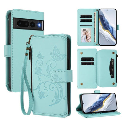 Butterfly Love Flower Multi-card Zipper Wallet Leather Phone Case, For Google Pixel 11 Pro XL, For Google Pixel 11 / 11 Pro, For Google Pixel 10 Pro XL / 9 Pro XL, For Google Pixel 10 / 10 Pro / 9 Pro, For Google Pixel 9a, For Google Pixel 8a          ...