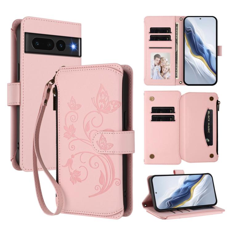 Butterfly Love Flower Multi-card Zipper Wallet Leather Phone Case, For Google Pixel 11 Pro XL, For Google Pixel 11 / 11 Pro, For Google Pixel 10 Pro XL / 9 Pro XL, For Google Pixel 10 / 10 Pro / 9 Pro, For Google Pixel 9a, For Google Pixel 8a          ...