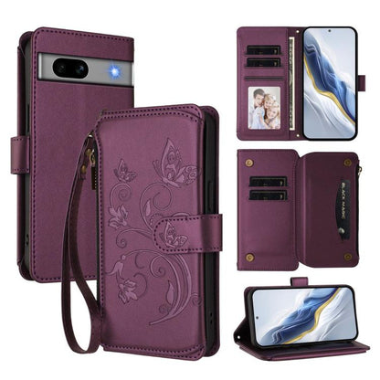 Butterfly Love Flower Multi-card Zipper Wallet Leather Phone Case, For Google Pixel 11 Pro XL, For Google Pixel 11 / 11 Pro, For Google Pixel 10 Pro XL / 9 Pro XL, For Google Pixel 10 / 10 Pro / 9 Pro, For Google Pixel 9a, For Google Pixel 8a          ...