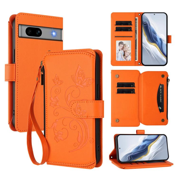 Butterfly Love Flower Multi-card Zipper Wallet Leather Phone Case, For Google Pixel 11 Pro XL, For Google Pixel 11 / 11 Pro, For Google Pixel 10 Pro XL / 9 Pro XL, For Google Pixel 10 / 10 Pro / 9 Pro, For Google Pixel 9a, For Google Pixel 8a          ...