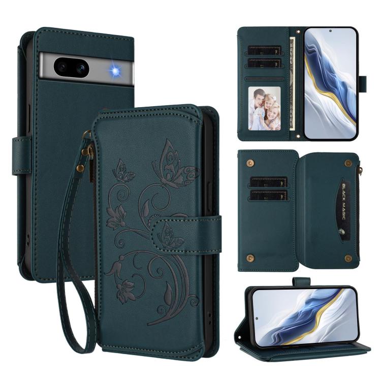 Butterfly Love Flower Multi-card Zipper Wallet Leather Phone Case, For Google Pixel 11 Pro XL, For Google Pixel 11 / 11 Pro, For Google Pixel 10 Pro XL / 9 Pro XL, For Google Pixel 10 / 10 Pro / 9 Pro, For Google Pixel 9a, For Google Pixel 8a          ...