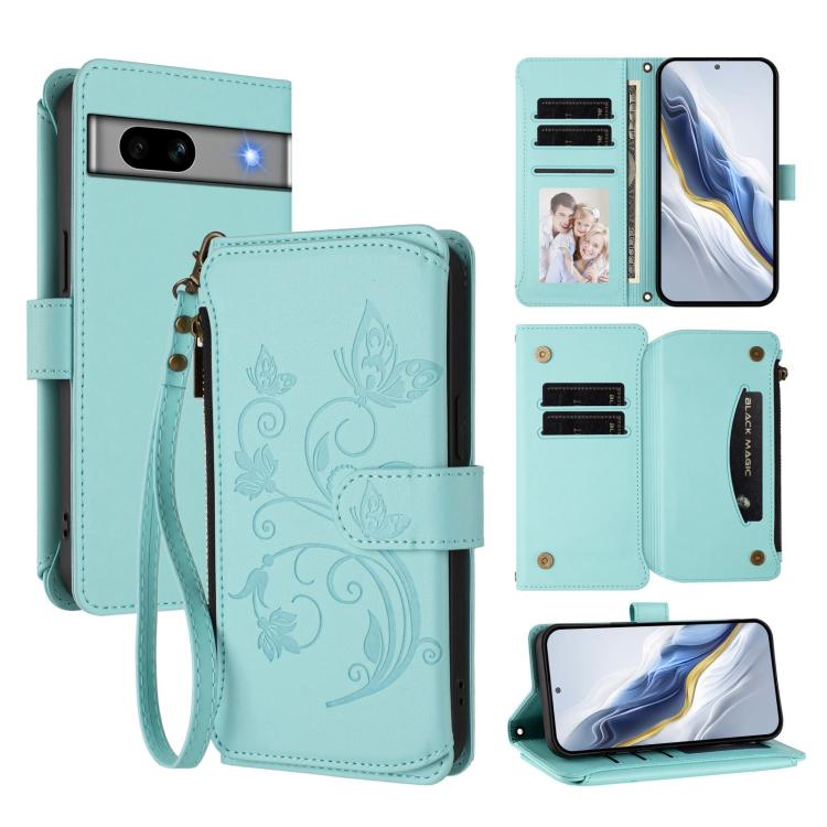 Butterfly Love Flower Multi-card Zipper Wallet Leather Phone Case, For Google Pixel 11 Pro XL, For Google Pixel 11 / 11 Pro, For Google Pixel 10 Pro XL / 9 Pro XL, For Google Pixel 10 / 10 Pro / 9 Pro, For Google Pixel 9a, For Google Pixel 8a          ...