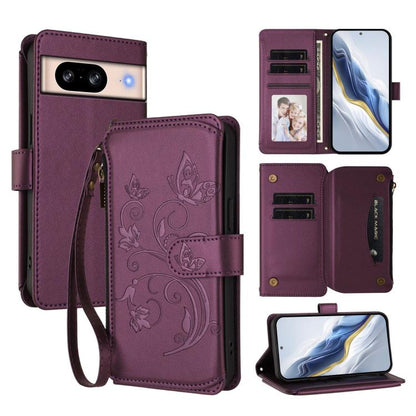 Butterfly Love Flower Multi-card Zipper Wallet Leather Phone Case, For Google Pixel 11 Pro XL, For Google Pixel 11 / 11 Pro, For Google Pixel 10 Pro XL / 9 Pro XL, For Google Pixel 10 / 10 Pro / 9 Pro, For Google Pixel 9a, For Google Pixel 8a          ...