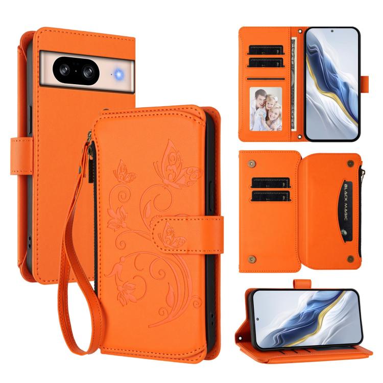 Butterfly Love Flower Multi-card Zipper Wallet Leather Phone Case, For Google Pixel 11 Pro XL, For Google Pixel 11 / 11 Pro, For Google Pixel 10 Pro XL / 9 Pro XL, For Google Pixel 10 / 10 Pro / 9 Pro, For Google Pixel 9a, For Google Pixel 8a          ...