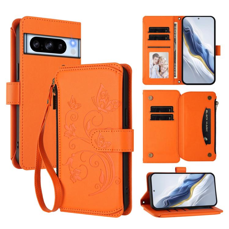 Butterfly Love Flower Multi-card Zipper Wallet Leather Phone Case, For Google Pixel 11 Pro XL, For Google Pixel 11 / 11 Pro, For Google Pixel 10 Pro XL / 9 Pro XL, For Google Pixel 10 / 10 Pro / 9 Pro, For Google Pixel 9a, For Google Pixel 8a          ...