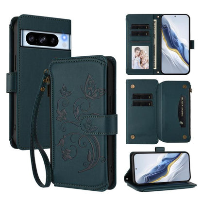 Butterfly Love Flower Multi-card Zipper Wallet Leather Phone Case, For Google Pixel 11 Pro XL, For Google Pixel 11 / 11 Pro, For Google Pixel 10 Pro XL / 9 Pro XL, For Google Pixel 10 / 10 Pro / 9 Pro, For Google Pixel 9a, For Google Pixel 8a          ...