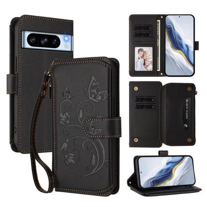 Butterfly Love Flower Multi-card Zipper Wallet Leather Phone Case, For Google Pixel 11 Pro XL, For Google Pixel 11 / 11 Pro, For Google Pixel 10 Pro XL / 9 Pro XL, For Google Pixel 10 / 10 Pro / 9 Pro, For Google Pixel 9a, For Google Pixel 8a          ...