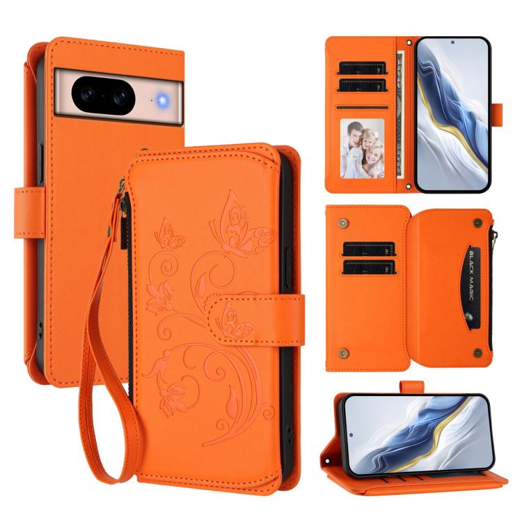 Butterfly Love Flower Multi-card Zipper Wallet Leather Phone Case, For Google Pixel 11 Pro XL, For Google Pixel 11 / 11 Pro, For Google Pixel 10 Pro XL / 9 Pro XL, For Google Pixel 10 / 10 Pro / 9 Pro, For Google Pixel 9a, For Google Pixel 8a          ...