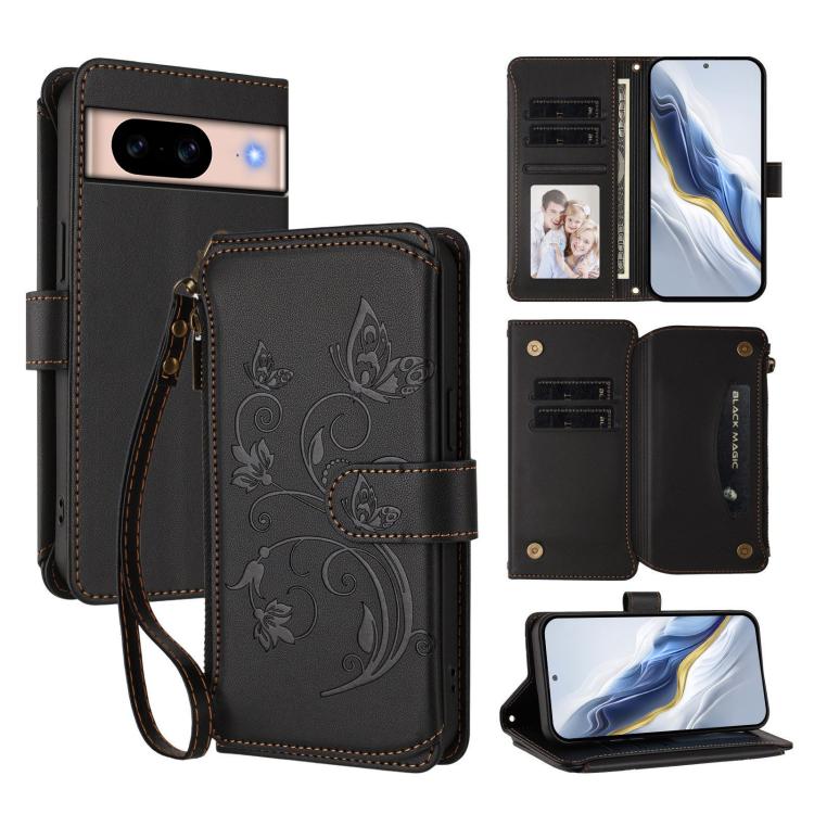 Butterfly Love Flower Multi-card Zipper Wallet Leather Phone Case, For Google Pixel 11 Pro XL, For Google Pixel 11 / 11 Pro, For Google Pixel 10 Pro XL / 9 Pro XL, For Google Pixel 10 / 10 Pro / 9 Pro, For Google Pixel 9a, For Google Pixel 8a          ...
