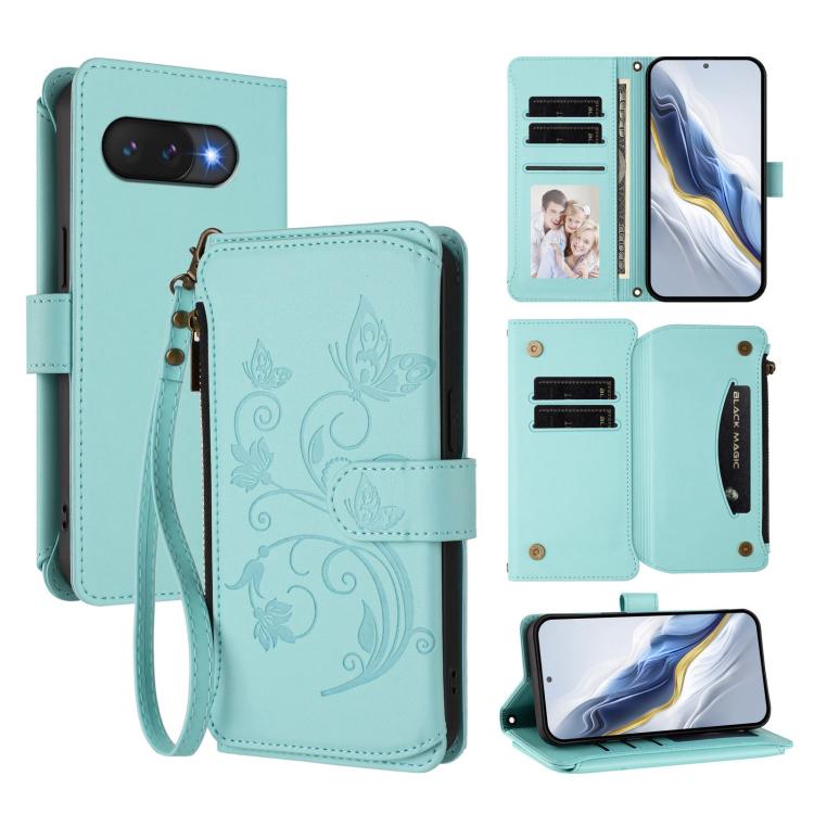 Butterfly Love Flower Multi-card Zipper Wallet Leather Phone Case, For Google Pixel 11 Pro XL, For Google Pixel 11 / 11 Pro, For Google Pixel 10 Pro XL / 9 Pro XL, For Google Pixel 10 / 10 Pro / 9 Pro, For Google Pixel 9a, For Google Pixel 8a          ...