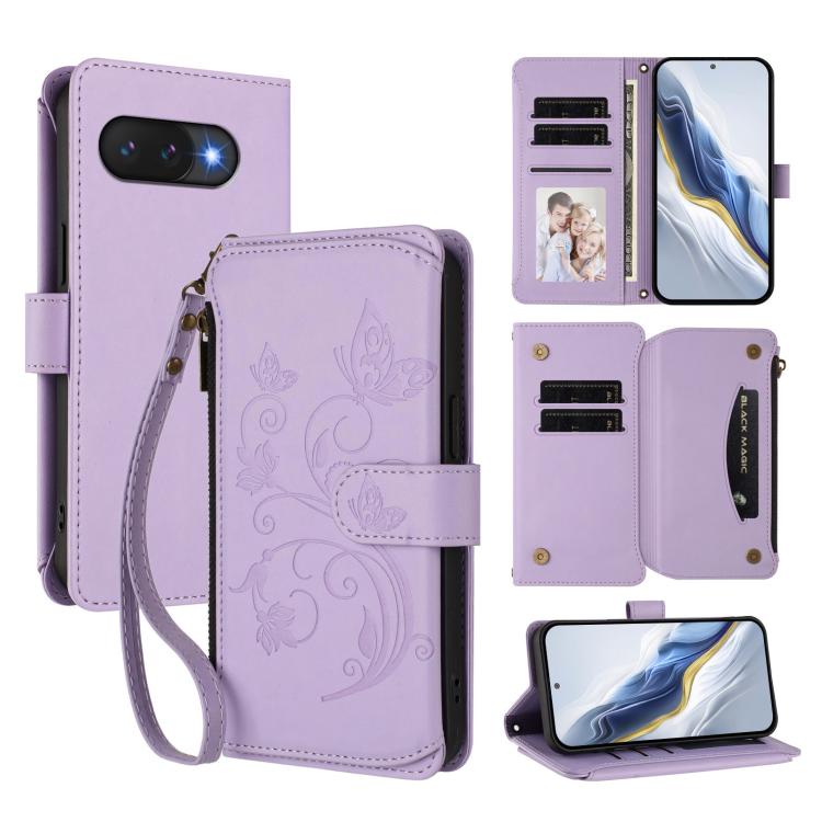 Butterfly Love Flower Multi-card Zipper Wallet Leather Phone Case, For Google Pixel 11 Pro XL, For Google Pixel 11 / 11 Pro, For Google Pixel 10 Pro XL / 9 Pro XL, For Google Pixel 10 / 10 Pro / 9 Pro, For Google Pixel 9a, For Google Pixel 8a          ...