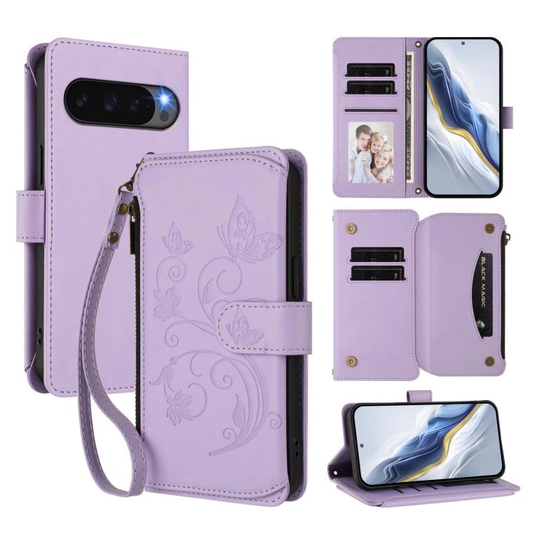 Butterfly Love Flower Multi-card Zipper Wallet Leather Phone Case, For Google Pixel 11 Pro XL, For Google Pixel 11 / 11 Pro, For Google Pixel 10 Pro XL / 9 Pro XL, For Google Pixel 10 / 10 Pro / 9 Pro, For Google Pixel 9a, For Google Pixel 8a          ...