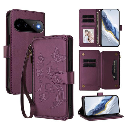 Butterfly Love Flower Multi-card Zipper Wallet Leather Phone Case, For Google Pixel 11 Pro XL, For Google Pixel 11 / 11 Pro, For Google Pixel 10 Pro XL / 9 Pro XL, For Google Pixel 10 / 10 Pro / 9 Pro, For Google Pixel 9a, For Google Pixel 8a          ...