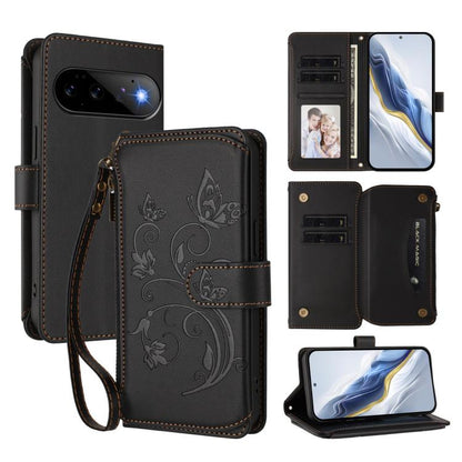 Butterfly Love Flower Multi-card Zipper Wallet Leather Phone Case, For Google Pixel 11 Pro XL, For Google Pixel 11 / 11 Pro, For Google Pixel 10 Pro XL / 9 Pro XL, For Google Pixel 10 / 10 Pro / 9 Pro, For Google Pixel 9a, For Google Pixel 8a          ...