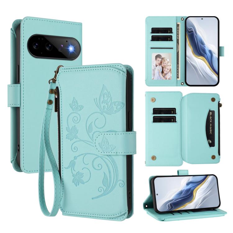Butterfly Love Flower Multi-card Zipper Wallet Leather Phone Case, For Google Pixel 11 Pro XL, For Google Pixel 11 / 11 Pro, For Google Pixel 10 Pro XL / 9 Pro XL, For Google Pixel 10 / 10 Pro / 9 Pro, For Google Pixel 9a, For Google Pixel 8a          ...