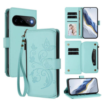 Butterfly Love Flower Multi-card Zipper Wallet Leather Phone Case, For Google Pixel 11 Pro XL, For Google Pixel 11 / 11 Pro, For Google Pixel 10 Pro XL / 9 Pro XL, For Google Pixel 10 / 10 Pro / 9 Pro, For Google Pixel 9a, For Google Pixel 8a          ...