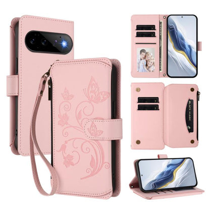 Butterfly Love Flower Multi-card Zipper Wallet Leather Phone Case, For Google Pixel 11 Pro XL, For Google Pixel 11 / 11 Pro, For Google Pixel 10 Pro XL / 9 Pro XL, For Google Pixel 10 / 10 Pro / 9 Pro, For Google Pixel 9a, For Google Pixel 8a          ...
