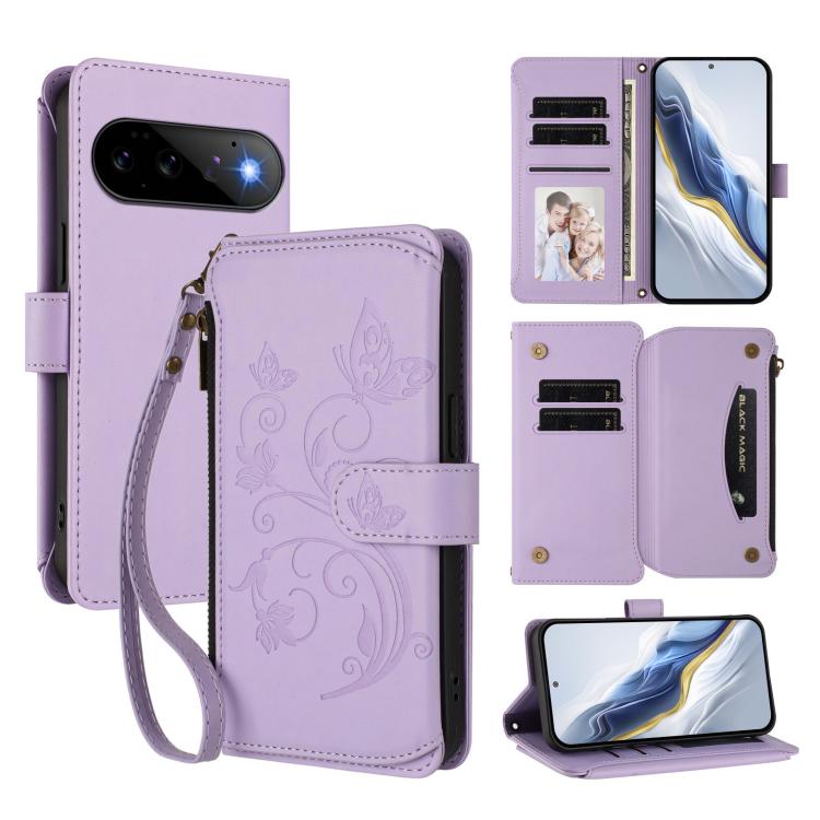 Butterfly Love Flower Multi-card Zipper Wallet Leather Phone Case, For Google Pixel 11 Pro XL, For Google Pixel 11 / 11 Pro, For Google Pixel 10 Pro XL / 9 Pro XL, For Google Pixel 10 / 10 Pro / 9 Pro, For Google Pixel 9a, For Google Pixel 8a          ...