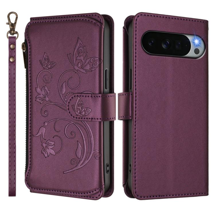 Butterfly Love Flower Multi-card Zipper Wallet Leather Phone Case, For Google Pixel 11 Pro XL, For Google Pixel 11 / 11 Pro, For Google Pixel 10 Pro XL / 9 Pro XL, For Google Pixel 10 / 10 Pro / 9 Pro, For Google Pixel 9a, For Google Pixel 8a          ...