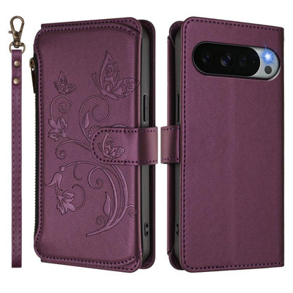 Butterfly Love Flower Multi-card Zipper Wallet Leather Phone Case, For Google Pixel 11 Pro XL, For Google Pixel 11 / 11 Pro, For Google Pixel 10 Pro XL / 9 Pro XL, For Google Pixel 10 / 10 Pro / 9 Pro, For Google Pixel 9a, For Google Pixel 8a          ...