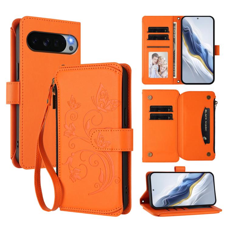 Butterfly Love Flower Multi-card Zipper Wallet Leather Phone Case, For Google Pixel 11 Pro XL, For Google Pixel 11 / 11 Pro, For Google Pixel 10 Pro XL / 9 Pro XL, For Google Pixel 10 / 10 Pro / 9 Pro, For Google Pixel 9a, For Google Pixel 8a          ...