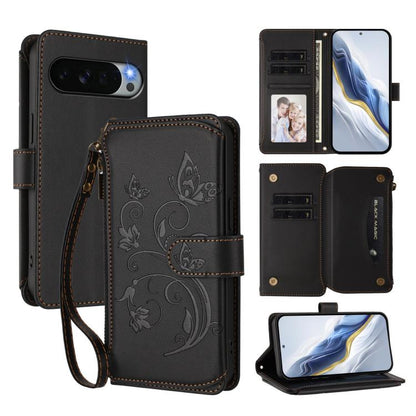 Butterfly Love Flower Multi-card Zipper Wallet Leather Phone Case, For Google Pixel 11 Pro XL, For Google Pixel 11 / 11 Pro, For Google Pixel 10 Pro XL / 9 Pro XL, For Google Pixel 10 / 10 Pro / 9 Pro, For Google Pixel 9a, For Google Pixel 8a          ...