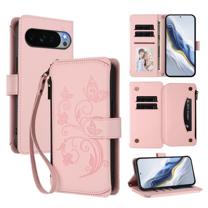 Butterfly Love Flower Multi-card Zipper Wallet Leather Phone Case, For Google Pixel 11 Pro XL, For Google Pixel 11 / 11 Pro, For Google Pixel 10 Pro XL / 9 Pro XL, For Google Pixel 10 / 10 Pro / 9 Pro, For Google Pixel 9a, For Google Pixel 8a          ...