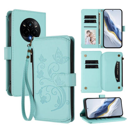 Butterfly Love Flower Multi-card Zipper Wallet Leather Phone Case, For Realme C75 4G Global / 14x 5G India, For Realme 14 Pro+ 5G, For Realme 14 Pro+ 5G Global, For Realme 14 Pro 5G India, For Realme GT 7 Pro 5G / GT7 Pro Racing, For Realme C63 5G Glob...