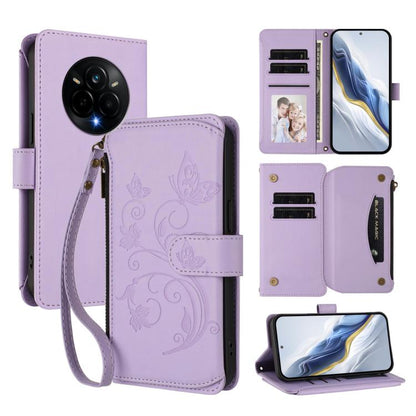 Butterfly Love Flower Multi-card Zipper Wallet Leather Phone Case, For Realme C75 4G Global / 14x 5G India, For Realme 14 Pro+ 5G, For Realme 14 Pro+ 5G Global, For Realme 14 Pro 5G India, For Realme GT 7 Pro 5G / GT7 Pro Racing, For Realme C63 5G Glob...