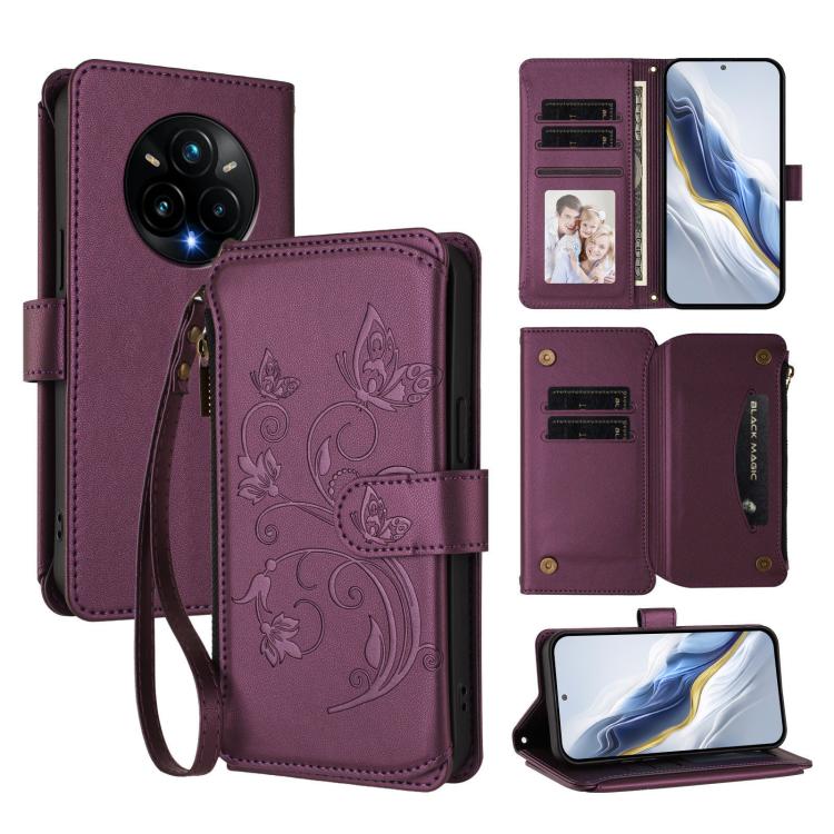 Butterfly Love Flower Multi-card Zipper Wallet Leather Phone Case, For Realme C75 4G Global / 14x 5G India, For Realme 14 Pro+ 5G, For Realme 14 Pro+ 5G Global, For Realme 14 Pro 5G India, For Realme GT 7 Pro 5G / GT7 Pro Racing, For Realme C63 5G Glob...