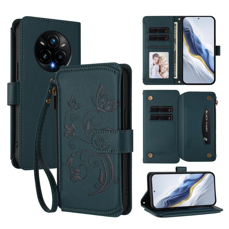 Butterfly Love Flower Multi-card Zipper Wallet Leather Phone Case, For Realme C75 4G Global / 14x 5G India, For Realme 14 Pro+ 5G, For Realme 14 Pro+ 5G Global, For Realme 14 Pro 5G India, For Realme GT 7 Pro 5G / GT7 Pro Racing, For Realme C63 5G Glob...